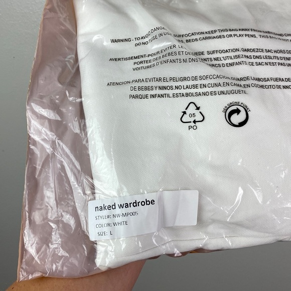 NWT Naked Wardrobe | White Cotton Blend Jogger Sweatpants Women's L - Picture 8 of 9